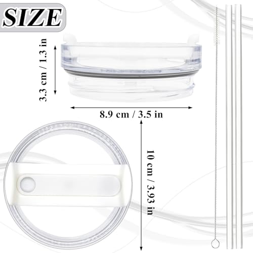 40oz Replacement Tumbler Lids for Stanley Quencher 2.0 - 2 Pack with Straws & Brush