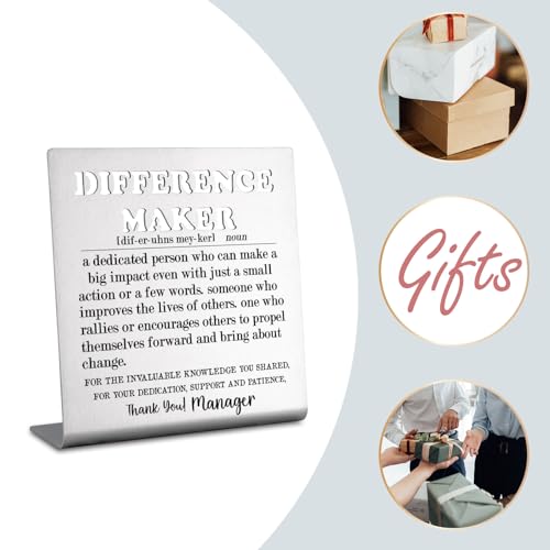 Manager Appreciation Stainless Steel Desk Plaque Inspirational Sign
