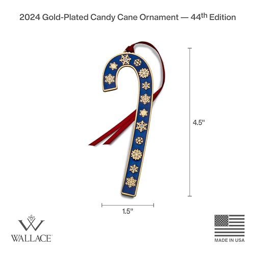 Wallace 2024 Gold-Plated Enamel Candy Cane Ornament - Limited Edition