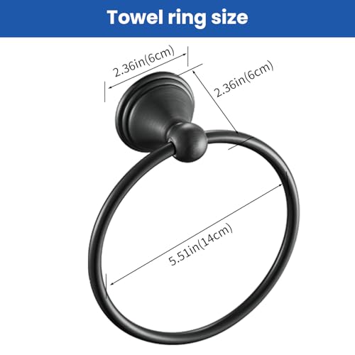 Sagetta Matte Black Towel Ring - 5.5-Inch Wall Mount Holder