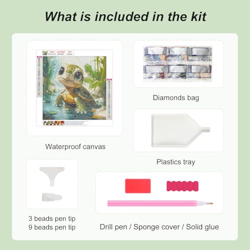 Domnpes Green Turtle 5D Diamond Painting Kit 11.8x11.8 Inch