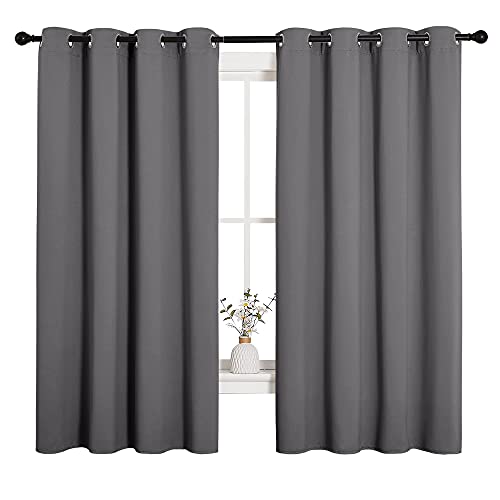 NICETOWN Grey Blackout Curtains 55"x68" - 2 Panels for Bedroom