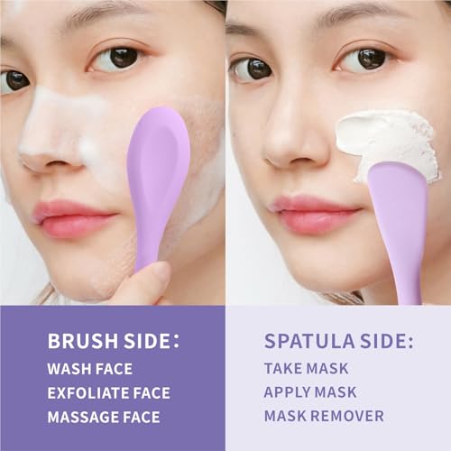 Silicone Face Scrubber and Mask Applicator Brush (Pink, Purple)