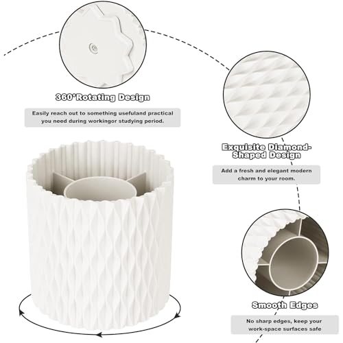 Rosanixita White 360° Rotating Makeup Brush Organizer with 5 Slots