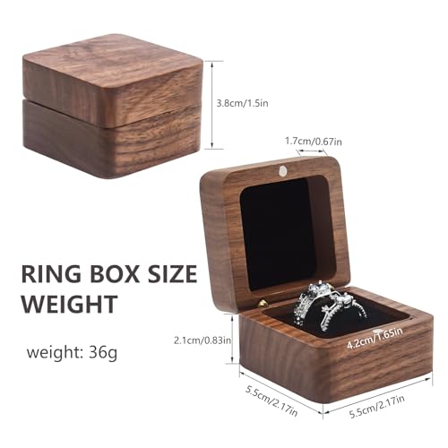 Jomelly 2-Slot Wooden Ring Box for Wedding Ceremony - Black Walnut
