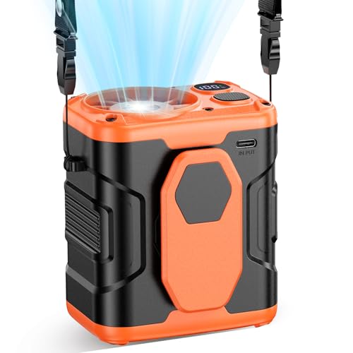 coldSky Medium Orange Waist Clip Fan - 5 Speeds for 24H Cooling