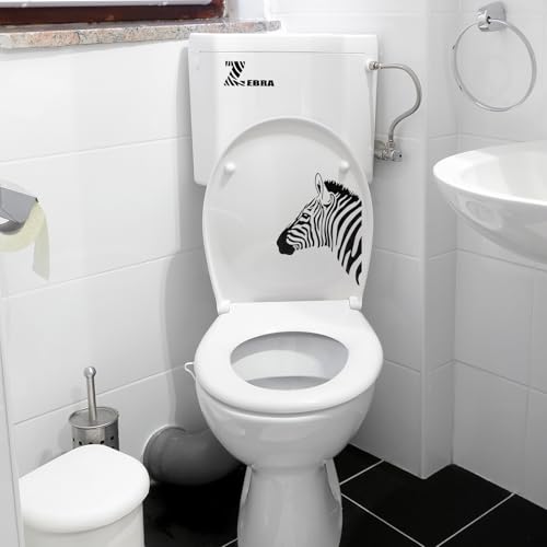 PineHaven C Watercolor Striped Zebra Toilet Seat Stickers - Waterproof, Removable Bathroom Decor