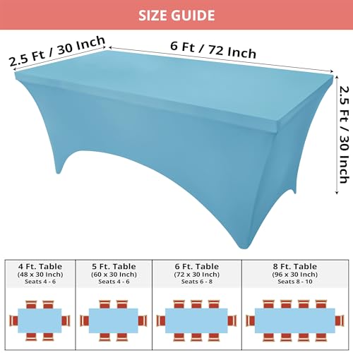 Utopia Kitchen 6FT Spandex Table Cloth - 2 Pack, Blue Mist