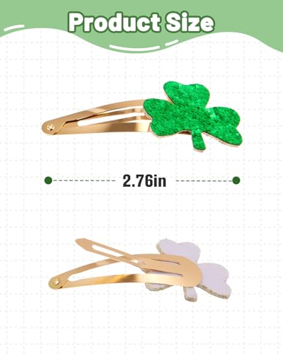 Glitter Shamrock Hair Clips Green Clover Hairpins 6 Pcs St. Patrick's Day