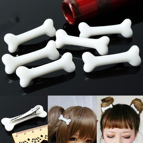 White Dog Bone Hair Clips Punk Hairpins Barrette 2Pcs