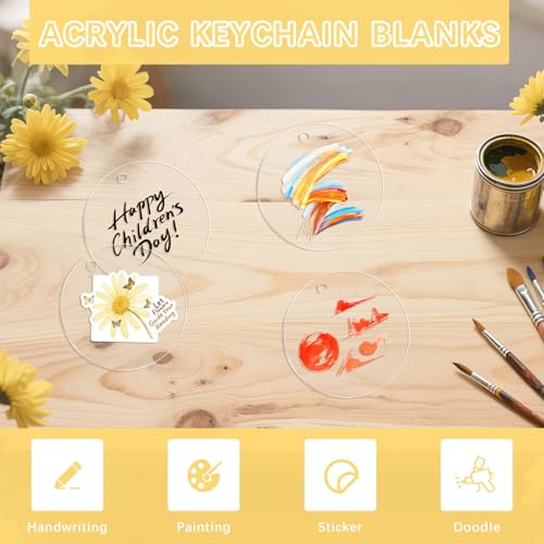 3 Inch Acrylic Ornament Blanks - 50 Pcs Clear Keychain Discs