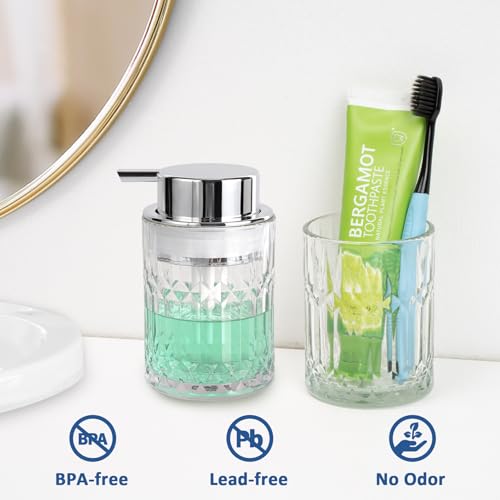TOOZFO Glass Soap Dispenser with Rust-Proof Pump - 10oz
