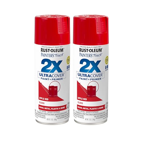 Rust-Oleum Painter's Touch 2X Ultra Cover Spray Paint, Gloss Apple Red, 12oz