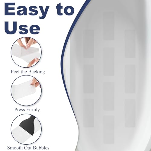 Gecork 14PCS XXL Anti-Slip Shower Stickers - Clear Bathtub Treads with Scraper