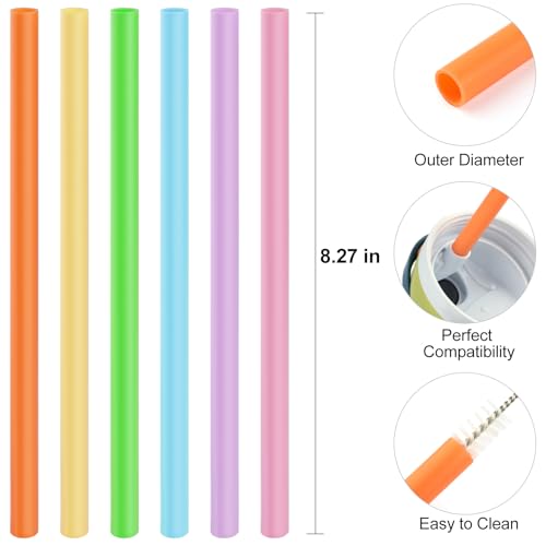 Bubrike Replacement Straws for Owala FreeSip & Sway Water Bottles - 6 Colors, Pink, Blue, Purple, Orange, Yellow, Grass Green, BPA-Free, Includes Cleaning Brush