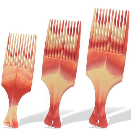 Zoolinn 3-Piece Dual-Color Fork Comb Set for Hair Styling and Detangling
