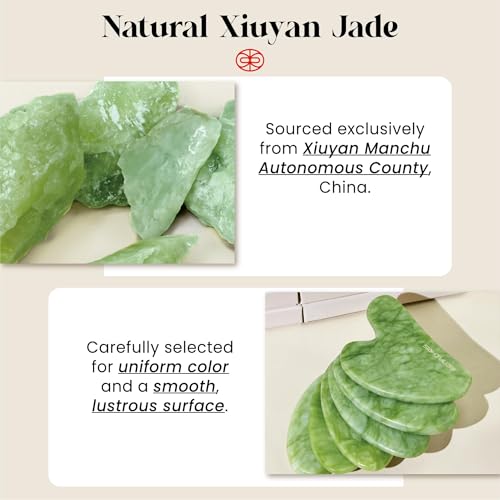 Rena Chris Jade Roller and Gua Sha Set for Face - Anti-Breakage Green Xiuyan Stone