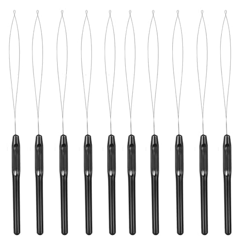 Hair Extension Loop Needle Threader 10 Pcs Pulling Hook Tool