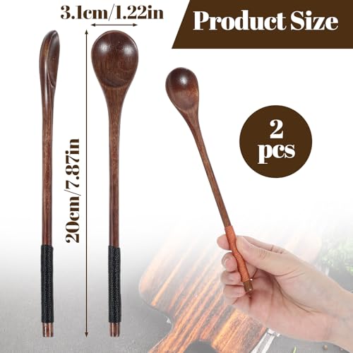 Wooden Honey Spoon Set - 2PCS Long Handle Stirring Spoons
