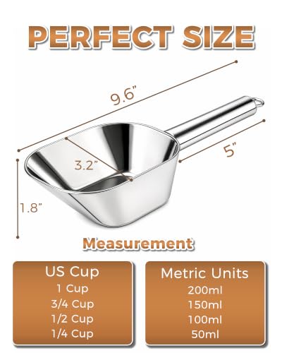 TREMENDRY 1-Cup Stainless Steel Pet Food Scoop with Measurement Markings