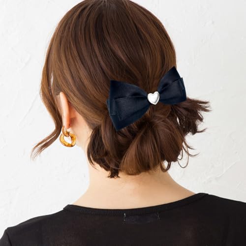 AddLotLot 4 PCS Fabric Bow Hair Clips Black & Red Hair Barrettes