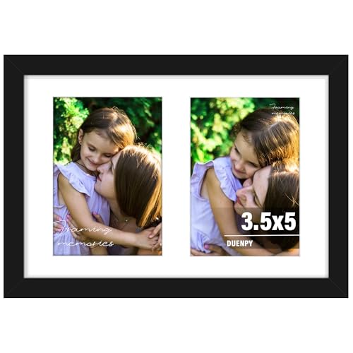DUENPY 6x9 Double Collage Picture Frame for Two 3.5x5 Photos - Black