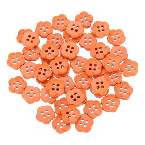 HARFINGTON 50pcs Orange Flower Resin Sewing Buttons 7/16 Inch 4 Hole