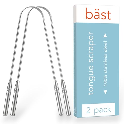 Bäst Stainless Steel Tongue Scraper 2-Count - Premium Oral Care & Freshen Breath