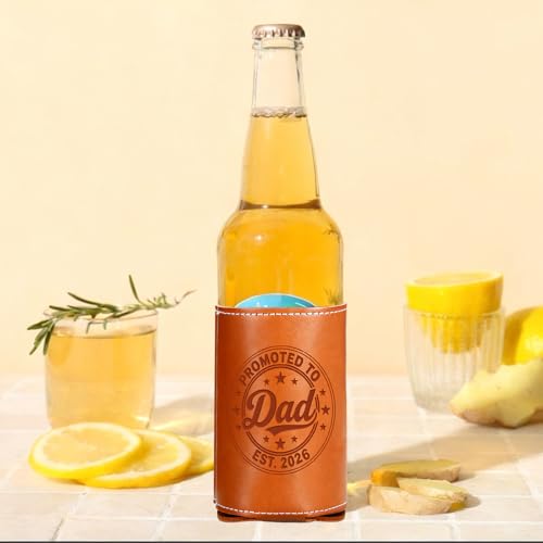 Leather Beer Can Cooler Sleeve for New Dads - Gift for Expecting Fathers
