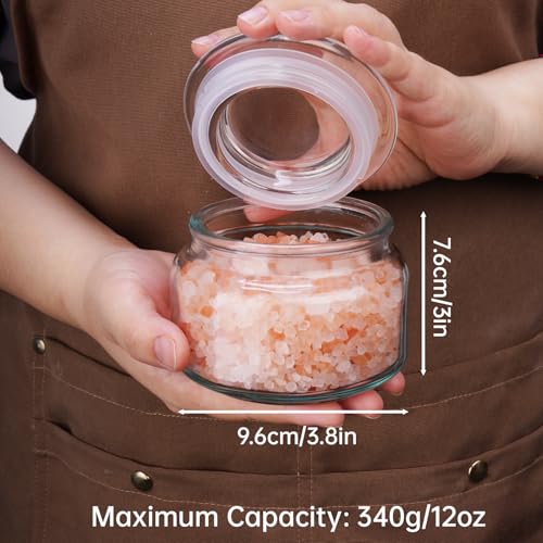 NiHome 280ml Glass Salt Cellar with Airtight Lid - Wide Mouth Spice Jar