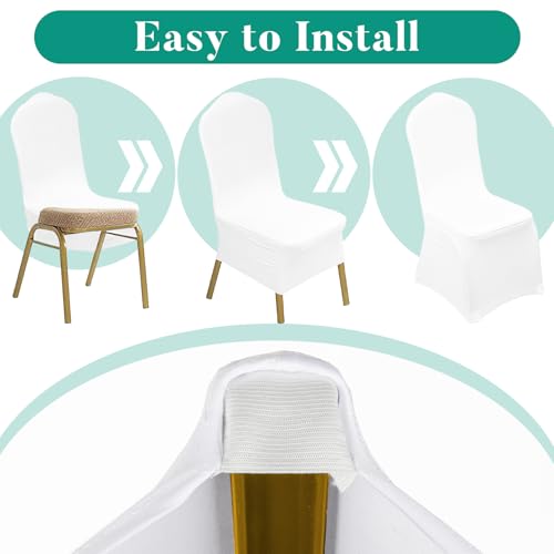 MAQIHAN White Spandex Folding Chair Covers 3PCS - Elastic Wedding & Event Seat Protectors