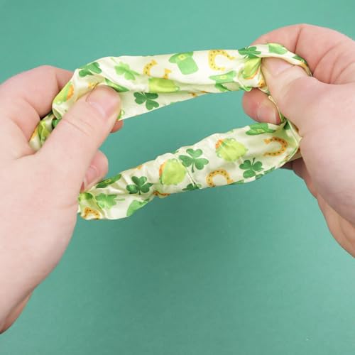 Needzo St. Patrick's Day Cotton Scrunchies 5-Pack Green Shamrock Hair Accessories