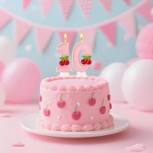 Cherry Number Birthday Cake Candle - Perfect for Parties & Celebrations