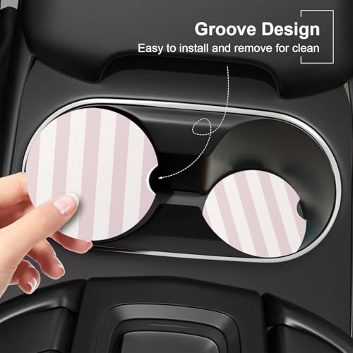 Ceramic Car Coasters Set - Cute Aesthetic Classic Pink Accessories