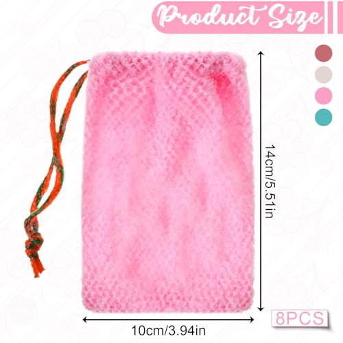 JJUNW 8-Piece Mesh Soap Bags with Drawstring Exfoliating Soap Saver Pouches