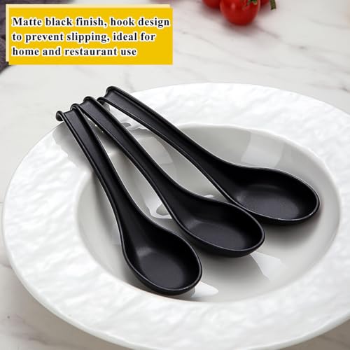 Berglander 12-Piece Asian Soup Spoon Set - Durable Plastic Spoons for Ramen, Pho, and Wonton