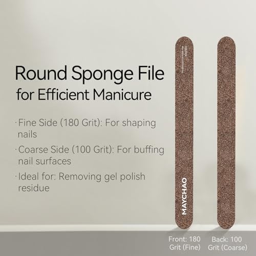 MAYCHAO 7-Piece Nail File and Buffer Set - Professional Emery Boards and Shine Kit for Natural, Acrylic, and Gel Nails