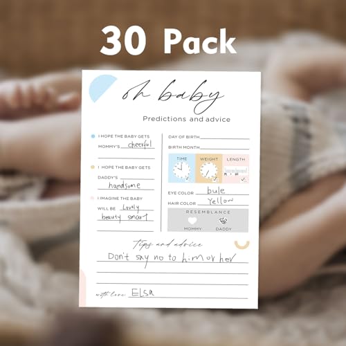 Baby Shower Prediction and Advice Cards - 30 Pack Gender Neutral Keepsake