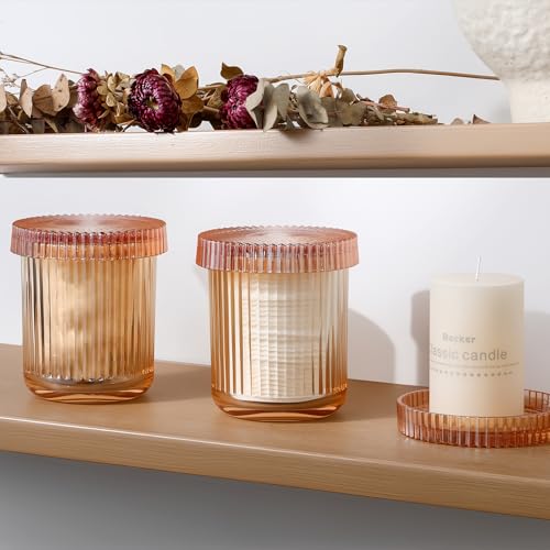rejomiik Amber Thick Glass Qtip Holder with Lid - 1 Pack Apothecary Jars
