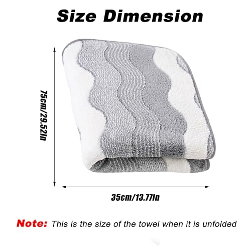 Water Ripple Grey Wavy Jacquard Coral Fleece Hand Towel 13.7x29.5in - Gray & White, Absorbent & Quick Drying, Water Ripple Texture