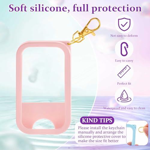 Honeydak 3 Pcs Silicone Hand Sanitizer Spray Cases Pink Blue Purple