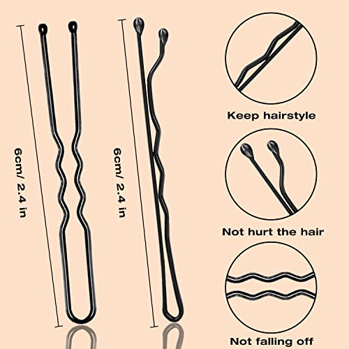 Black Bobby Pins and U Shaped Hair Pins Set - 200 Pcs with Storage Box