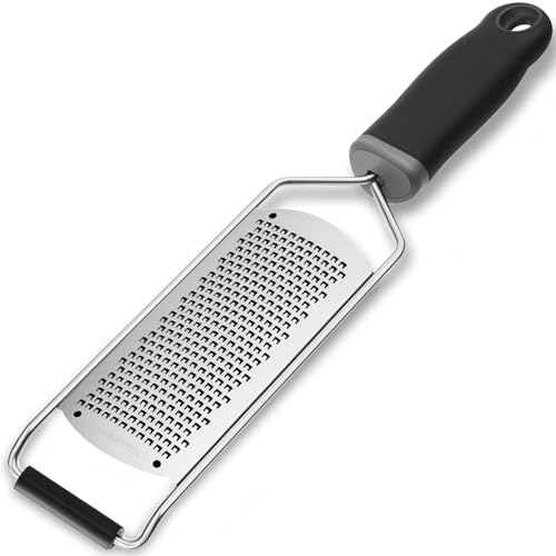Stainless Steel Lemon Zester & Cheese Grater - Non-Slip Handheld Kitchen Tool