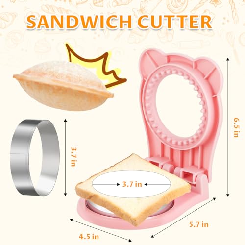 CHICHAUS 3.7-Inch Circle Sandwich Cutter and Sealer - Pink