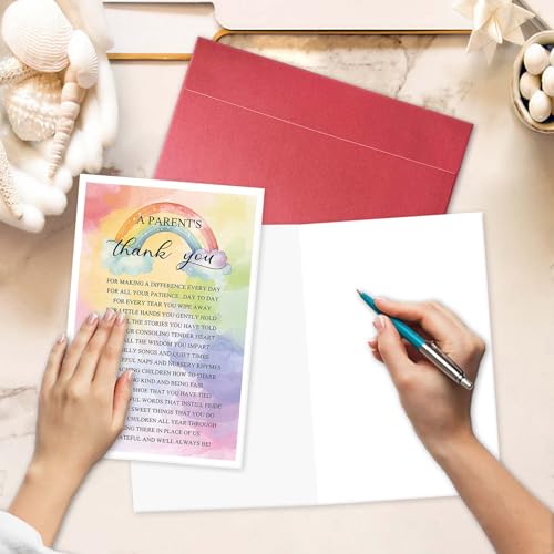 Parent's Thank You Card for Teacher Appreciation Gift - High Quality