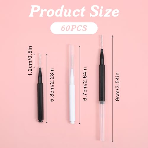 Wanmu 60pcs Micro Spoolies with Cap Eyebrow and Lash Brushes
