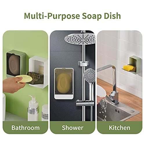 Self-Draining Soap Holder Dish for Shower & Kitchen - 2 Pack