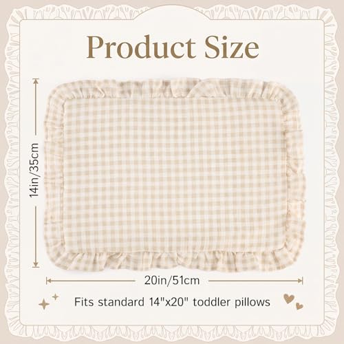 Breling Muslin Cotton Toddler Pillowcase - Ruffled Gingham 14" x 20"