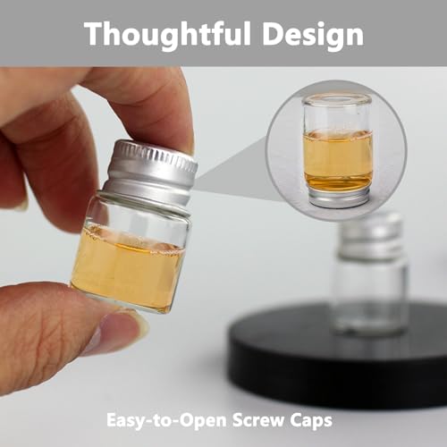4-Pack 5ml Mini Glass Jars with Aluminum Screw Caps for Crafts & Storage