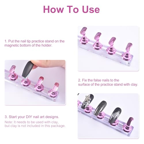 Siyuwuro 2 Sets Magnetic Nail Practice Stand for Press on Nails Art Display